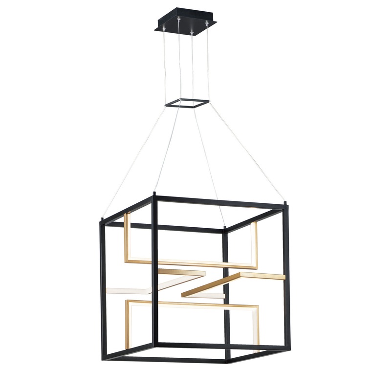 ET2 E21226-BKGLD Chamber LED Pendant, Black / Gold