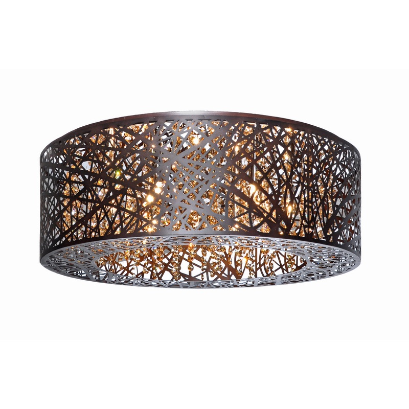 ET2 E21301-10BZ Inca Nine Light Flush Mount, Bronze