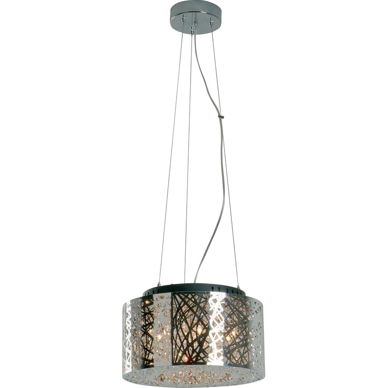 ET2 E21309-10PC Inca Seven Light Pendant, Polished Chrome