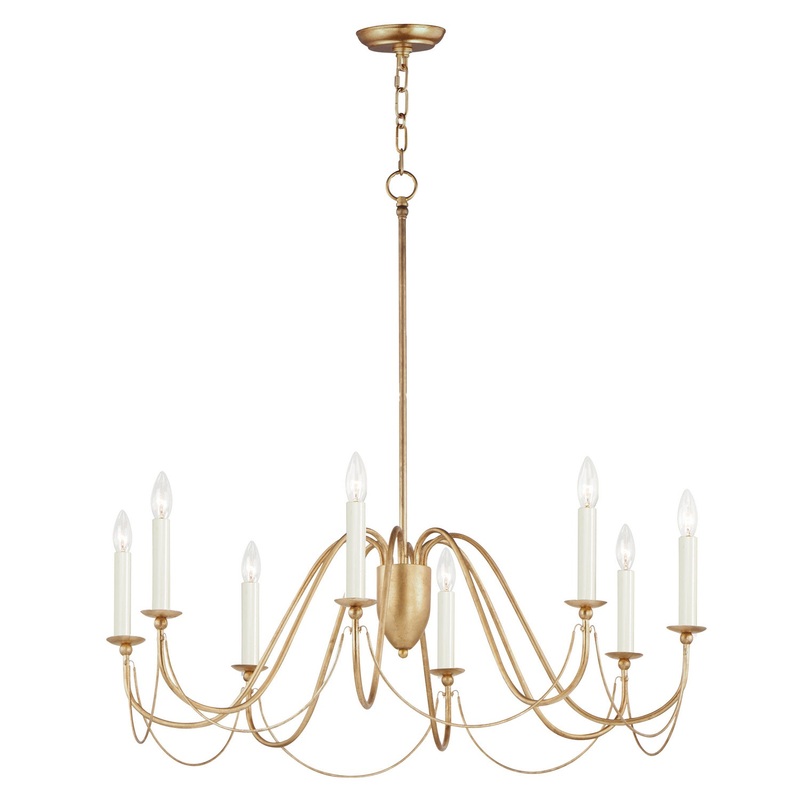 Maxim 12168GL Plumette Eight Light Chandelier, Gold Leaf