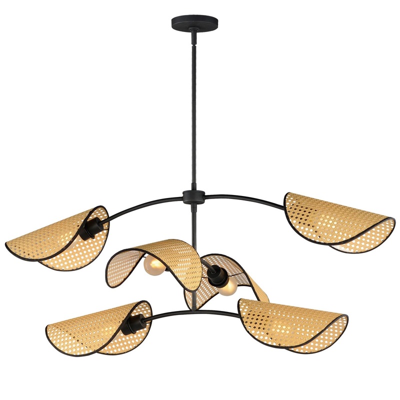 Maxim 12636NABK Bonnet Six Light Chandelier, Black