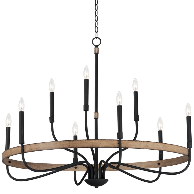 Maxim 14449DWBK Franklin Nine Light Chandelier, Driftwood / Black