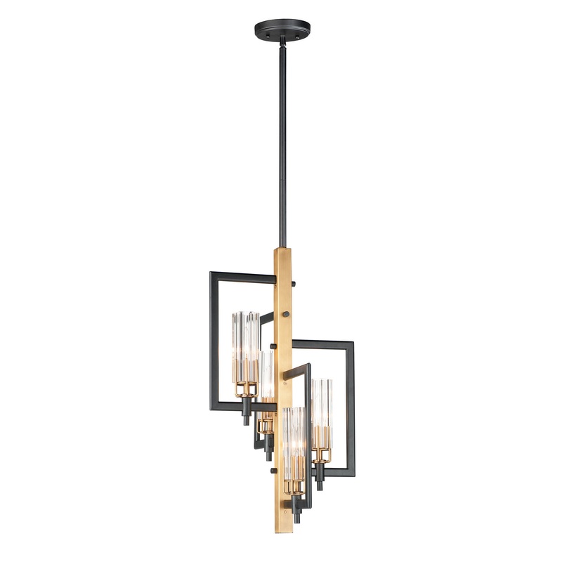Maxim 16114CLBKAB Flambeau Four Light Chandelier, Black / Antique Brass
