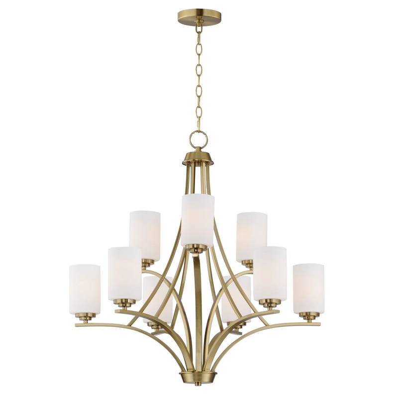Maxim 20036SWSBR Deven Nine Light Chandelier, Satin Brass