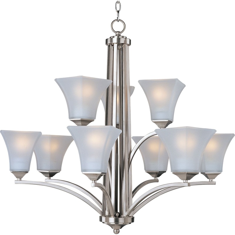 Maxim 20096FTSN Aurora Nine Light Chandelier, Satin Nickel