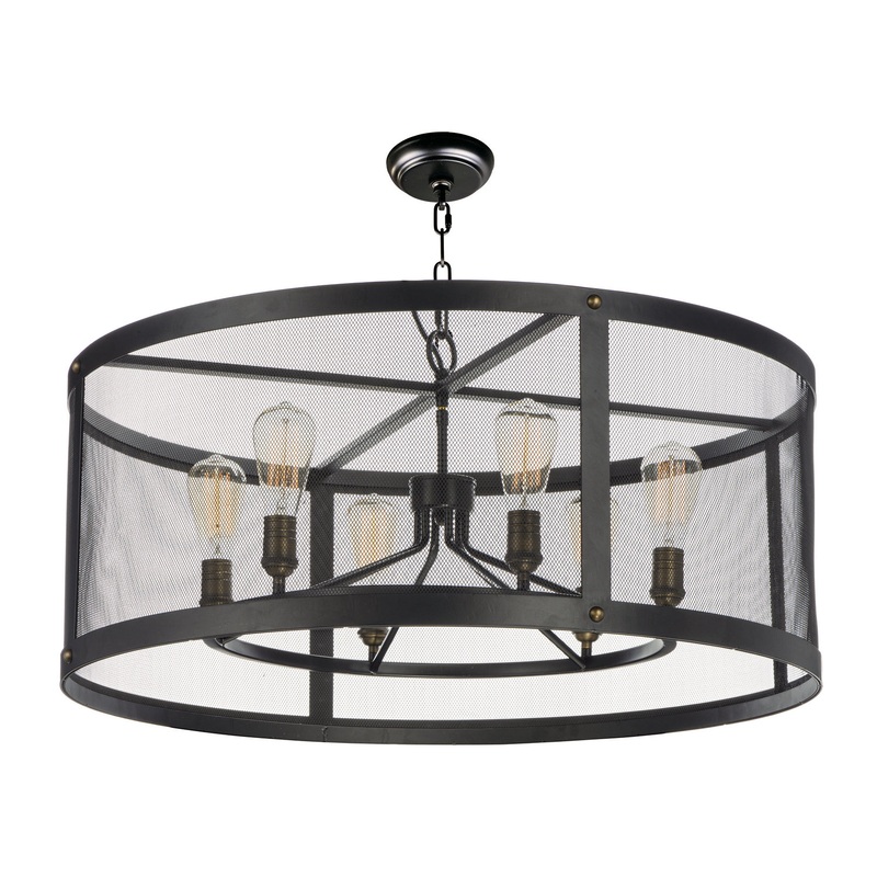 Maxim 20114BKNAB Palladium Six Light Chandelier, Black / Natural Aged Brass