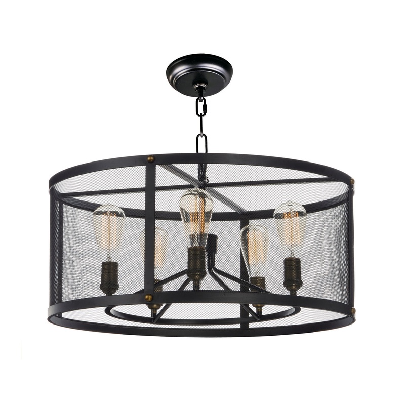 Maxim 20115BKNAB Palladium Five Light Chandelier, Black / Natural Aged Brass