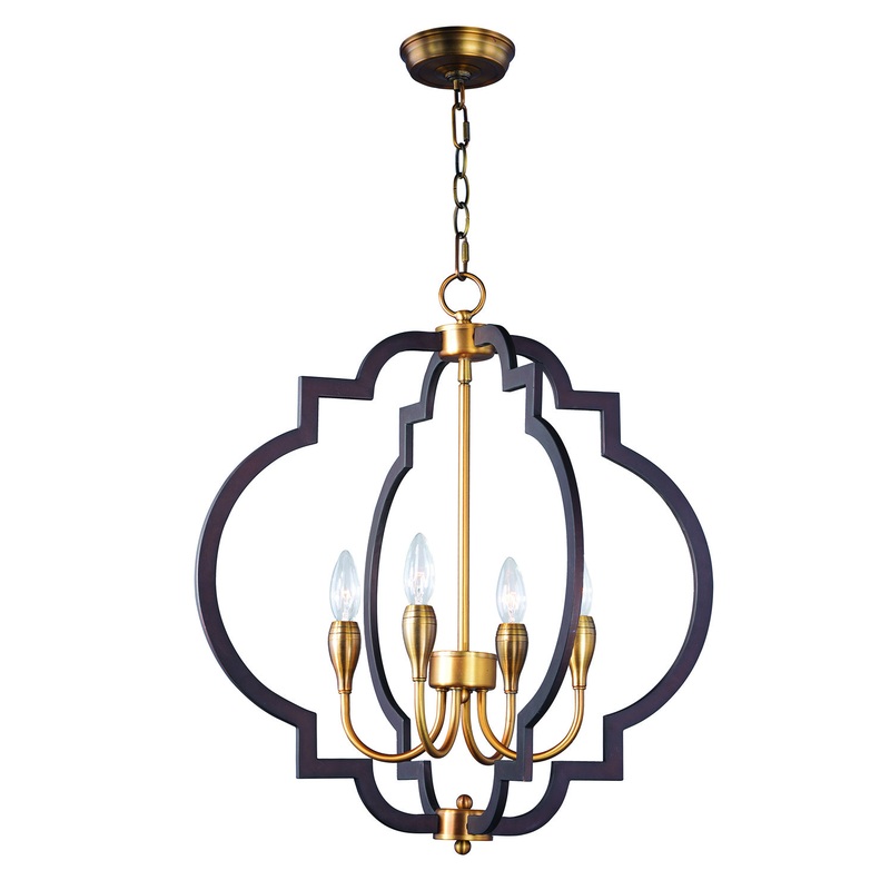 Maxim 20293OIAB Crest Four Light Chandelier, Oil Rubbed Bronze / Antique Brass
