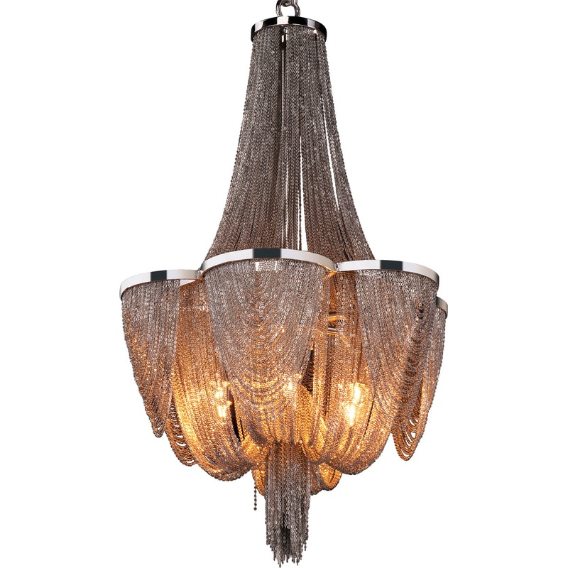 Maxim 21464NKPN Chantilly Six Light Chandelier, Polished Nickel