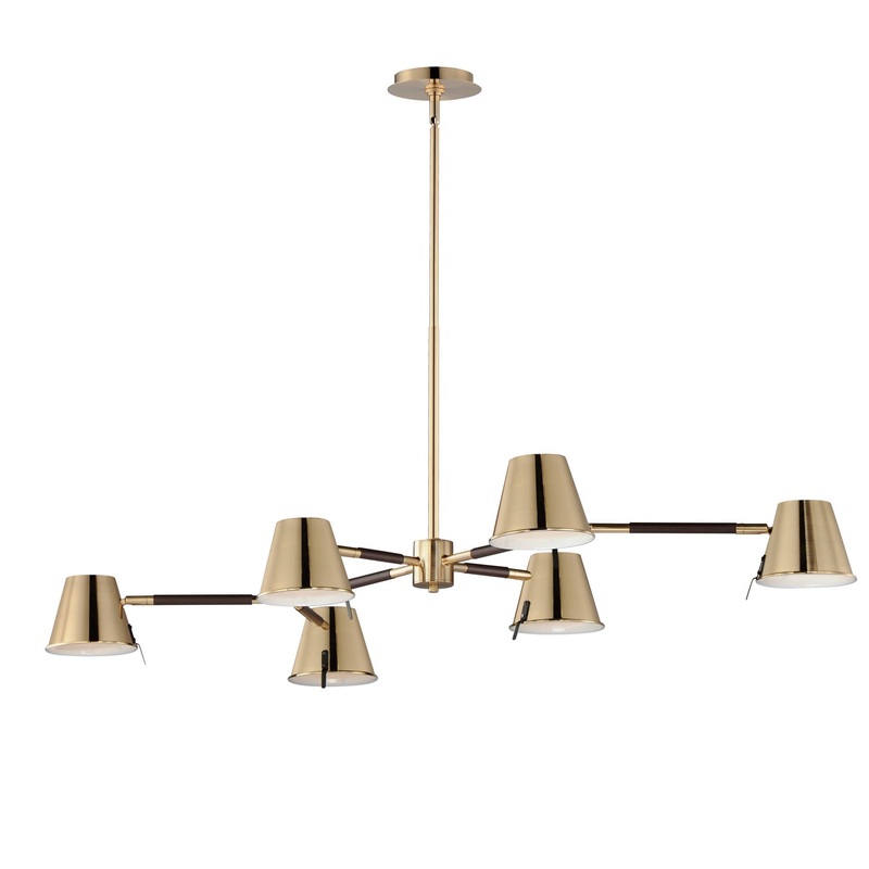 Maxim 25176DBZHR Carlo LED Chandelier, Dark Bronze, Leather, Heritage Brass