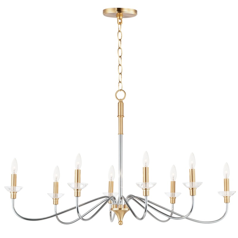Maxim 25378CLPCSBR Clarion Eight Light Chandelier, Polished Chrome / Satin Brass