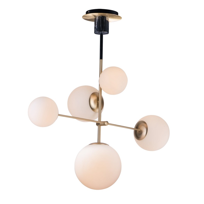 Maxim 26037SWSBRBK Vesper Five Light pendant, Satin Brass / Black