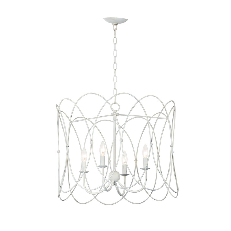 Maxim 27594WWT Trellis Four Light Chandelier, Weathered White