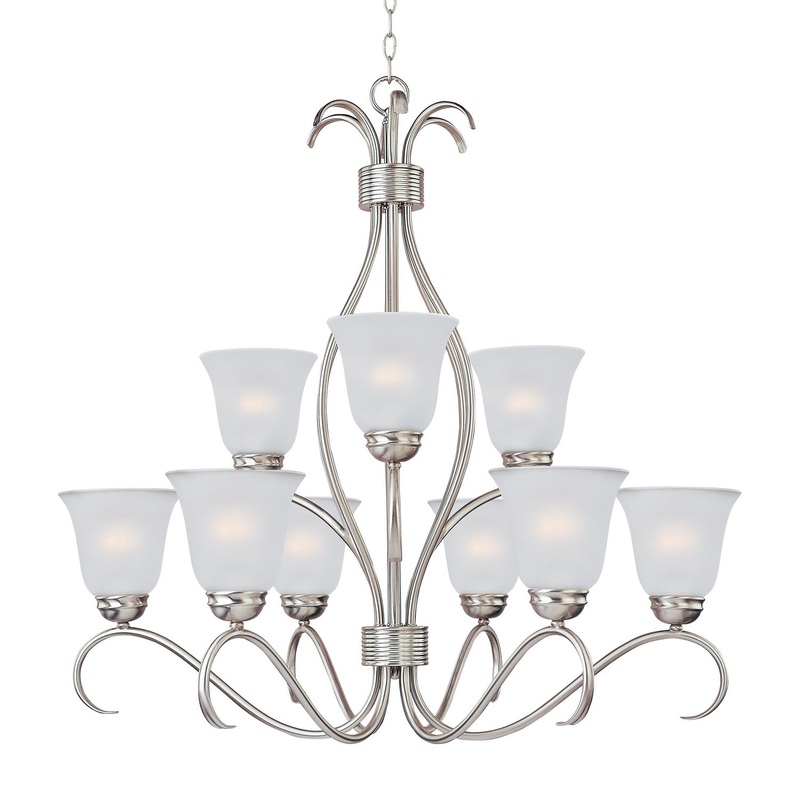 Maxim 10128FTSN Basix Nine Light Chandelier, Satin Nickel
