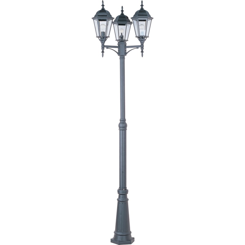 Maxim 1105BK Poles Three Light Outdoor Pole/Post Lantern, Black