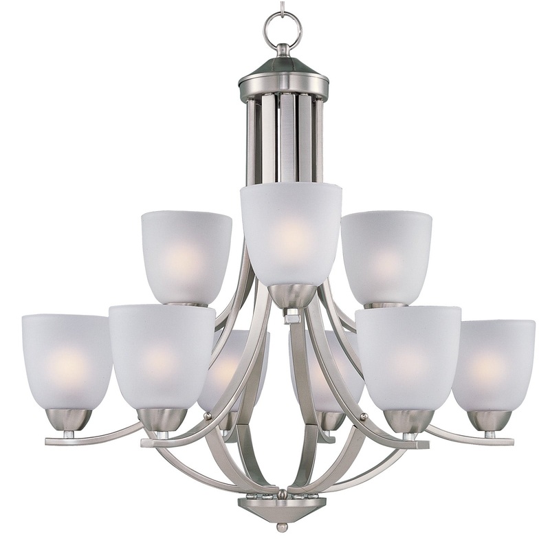 Maxim 11226FTSN Axis Nine Light Chandelier, Satin Nickel