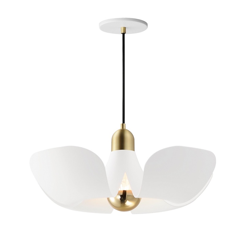 Maxim 11394WTSBR Poppy LED Pendant, White/Satin Brass