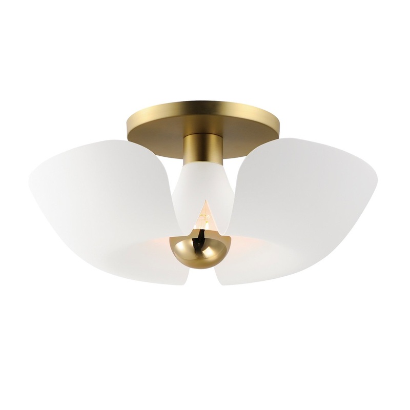 Maxim 11399WTSBR Poppy LED Flush Mount, White/Satin Brass