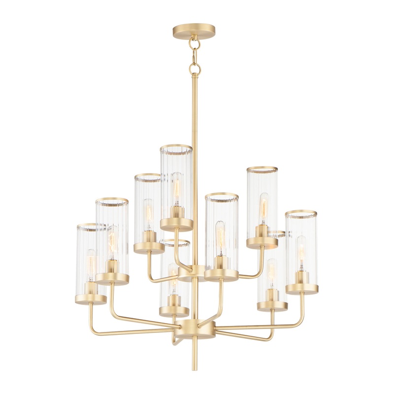 Maxim 11479CRSBR Crosby Nine Light Chandelier, Satin Brass