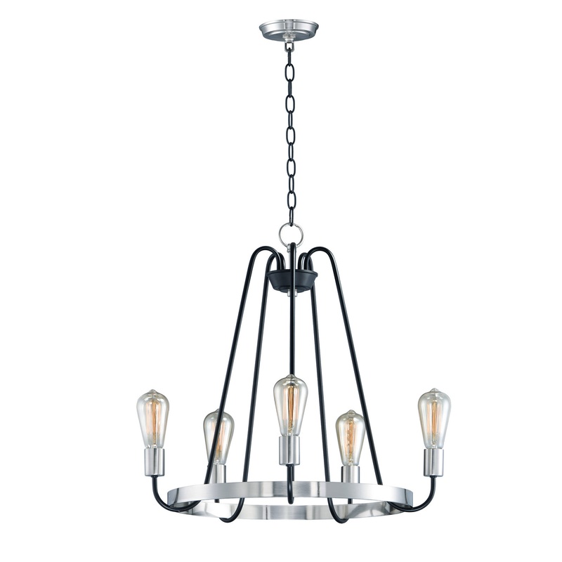 Maxim 11735BKSN Haven Five Light Chandelier, Black / Satin Nickel