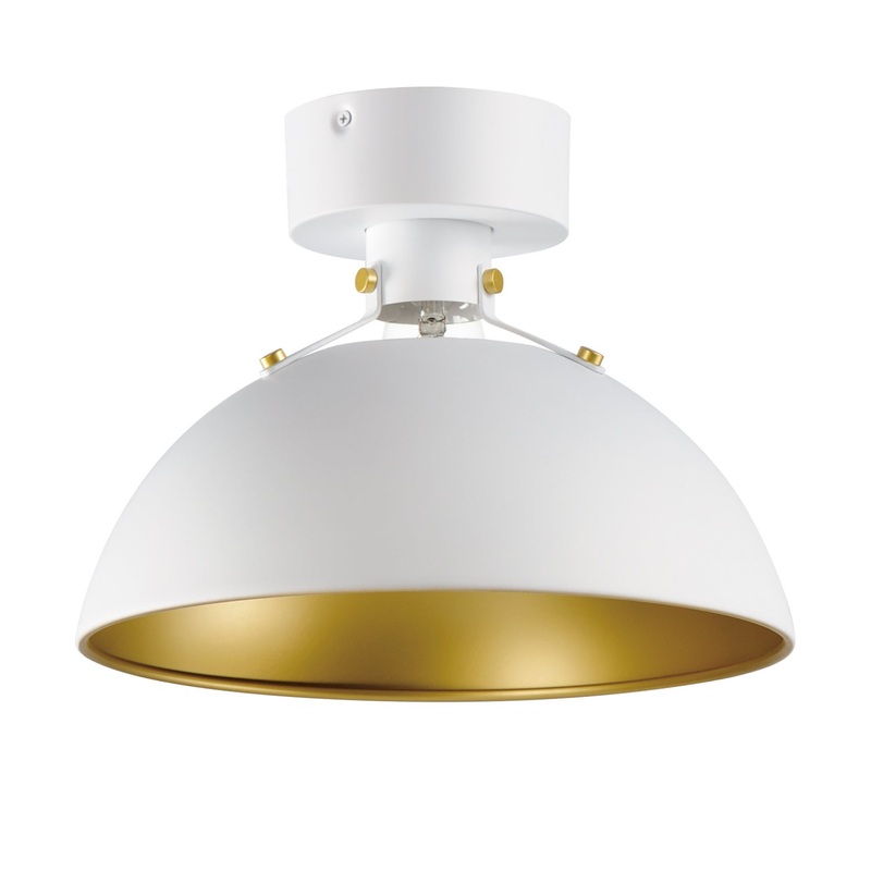 Maxim 12040WTSBR Dawn One Light Flush Mount, White/Satin Brass