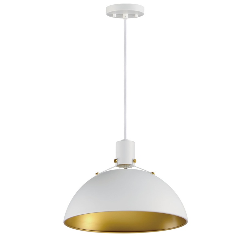 Maxim 12045WTSBR Dawn One Light Pendant, White/Satin Brass