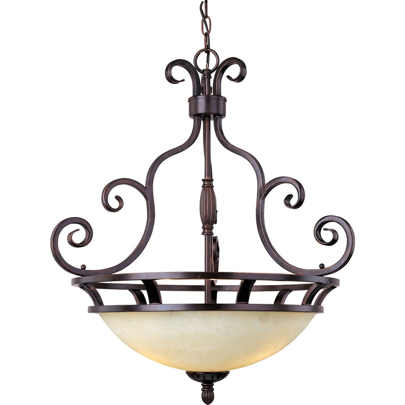 Maxim 12202FIOI Manor Three Light Pendant, Oil Rubbed Bronze