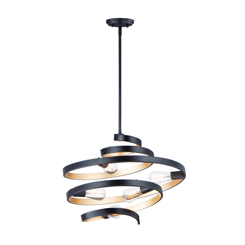 Maxim 12235BKGLD Twister Five Light Pendant, Black / Gold