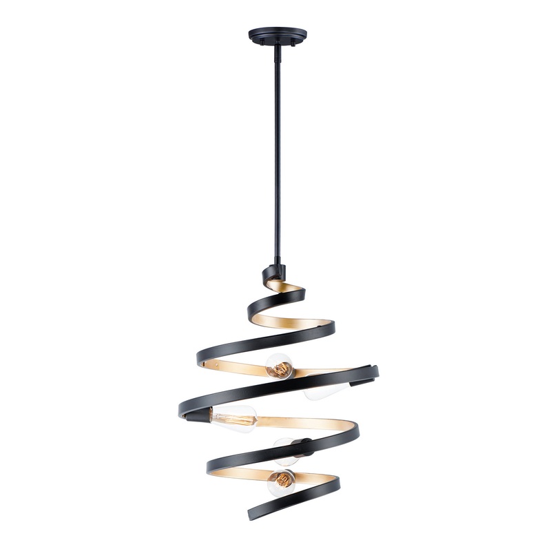 Maxim 12236BKGLD Twister Five Light Pendant, Black / Gold