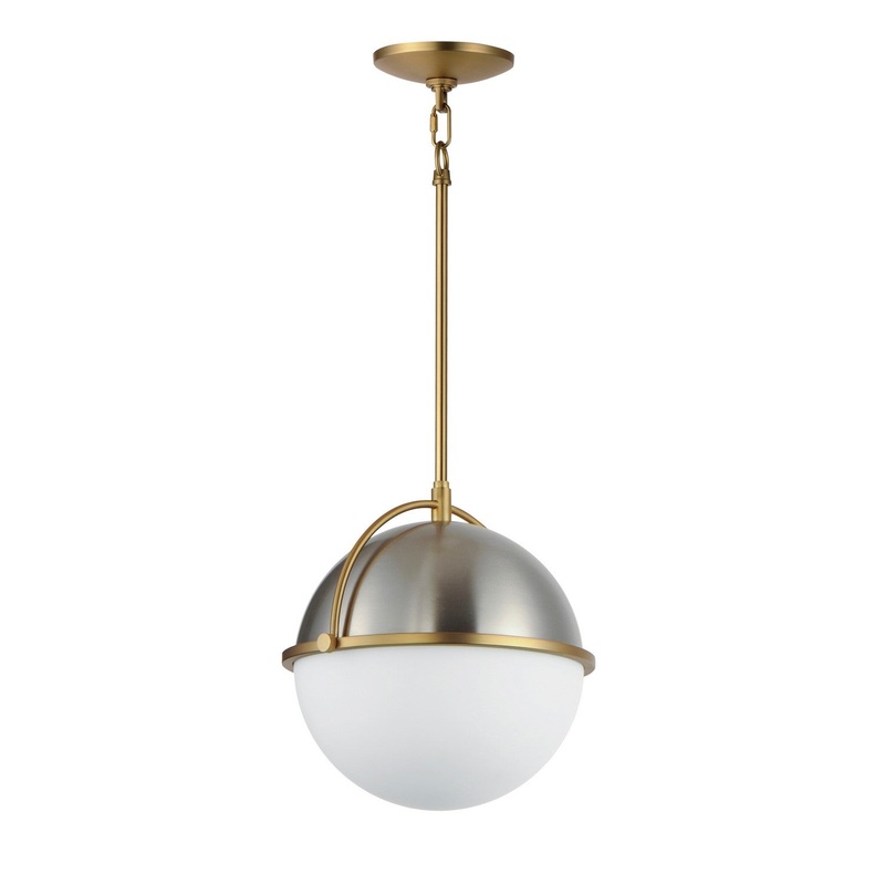 Maxim 12412SWSNSBR Duke One Light Pendant, Satin Nickel / Satin Brass