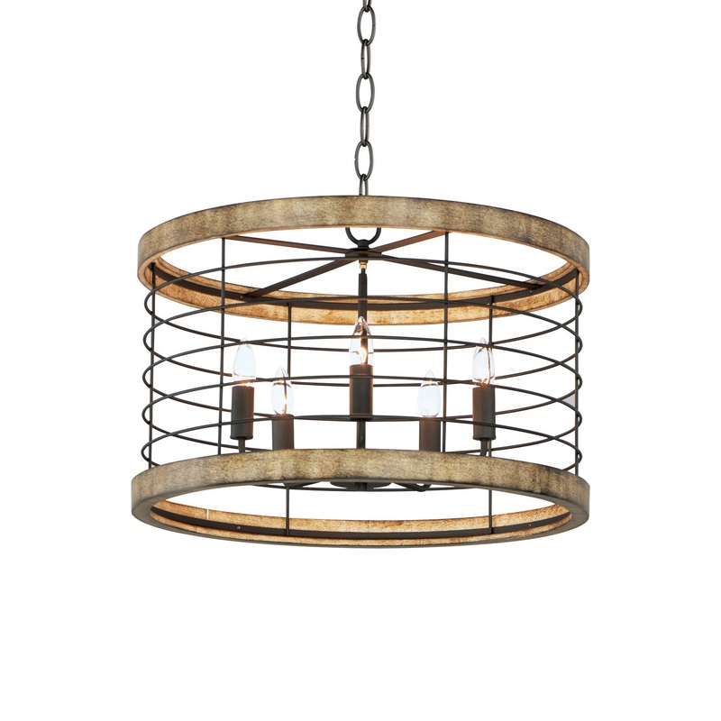 Maxim 12515DWBK Homestead Five Light Chandelier, Driftwood / Black