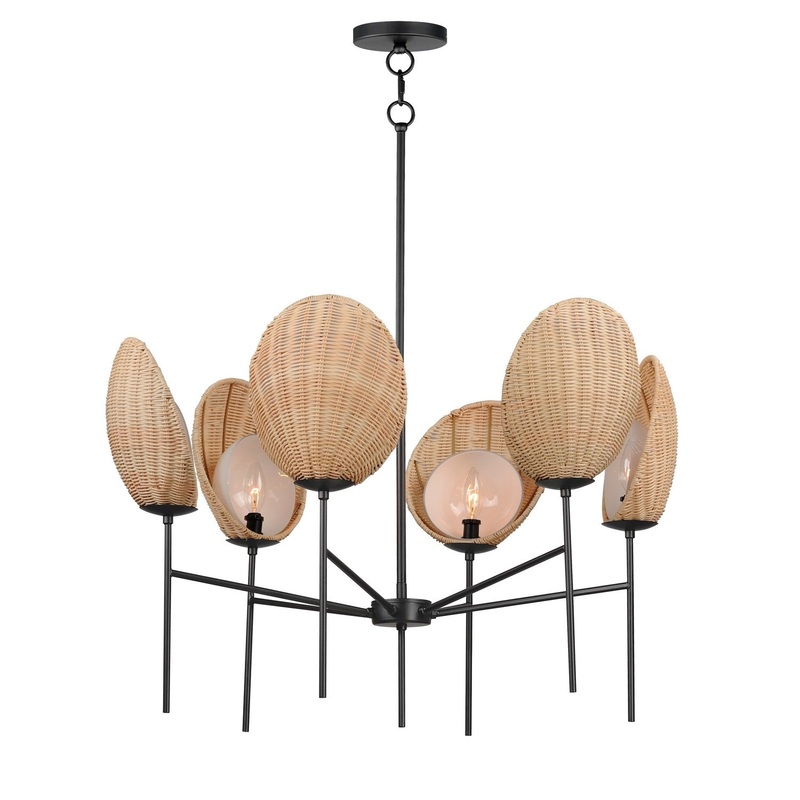 Maxim 12606NABK Maldives Six Light Chandelier, Black
