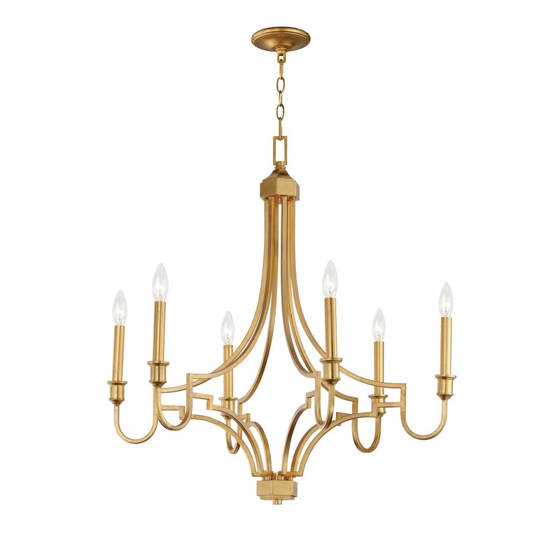Maxim 12786GL Normandy Six Light Chandelier, Gold Leaf