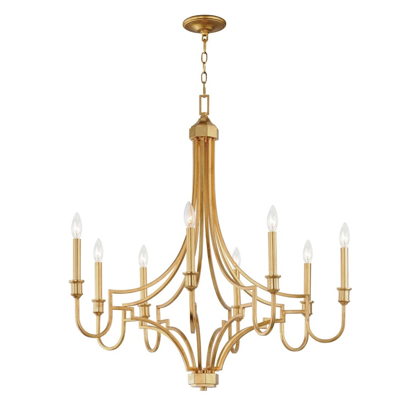 Maxim 12788GL Normandy Eight Light Chandelier, Gold Leaf