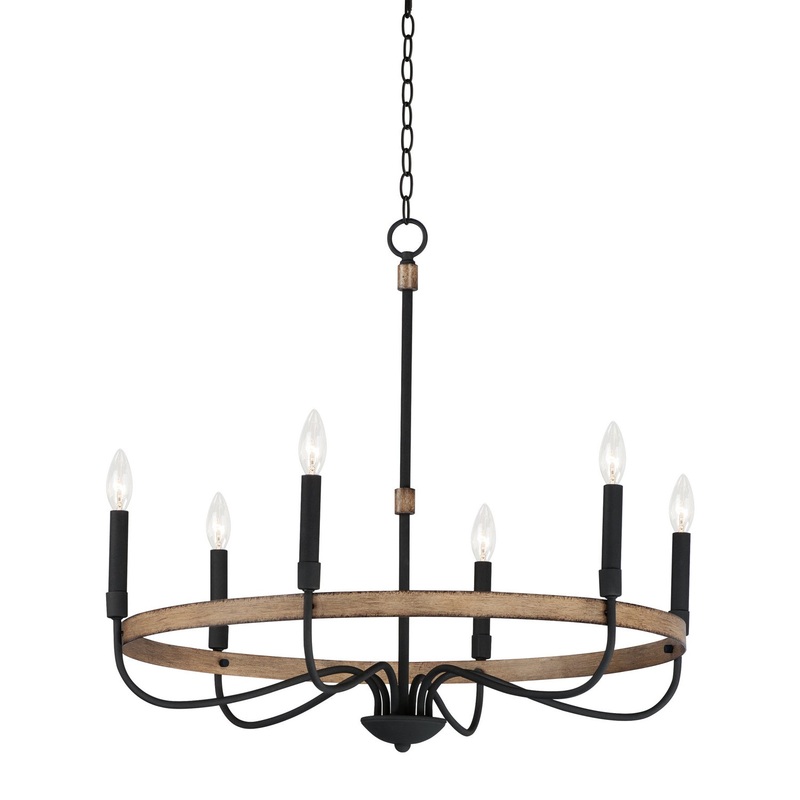 Maxim 14446DWBK Franklin Six Light Chandelier, Driftwood / Black