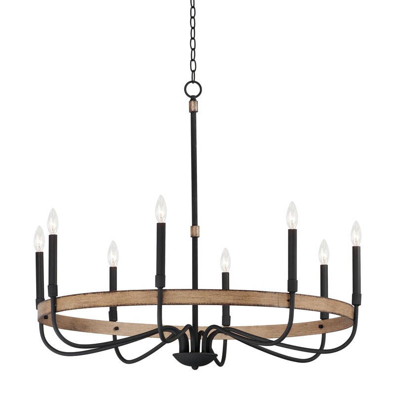 Maxim 14448DWBK Franklin Eight Light Chandelier, Driftwood / Black