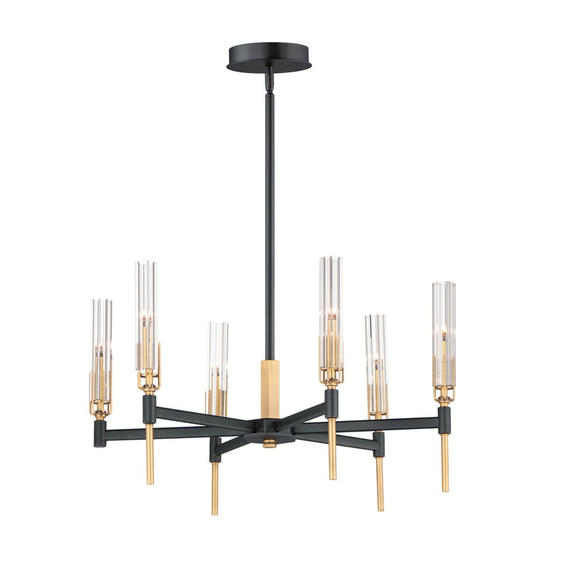 Maxim 16125CLBKAB Flambeau LED Chandelier, Black / Antique Brass