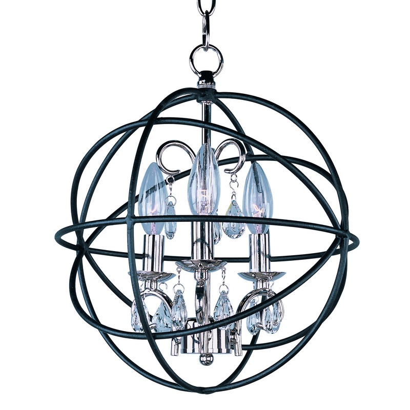 Maxim 25140ARPN Orbit Three Light Pendant, Anthracite / Polished Nickel