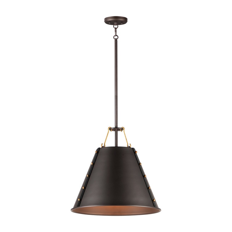 Maxim 25162OIAB Trestle One Light Pendant, Oil Rubbed Bronze / Antique Brass