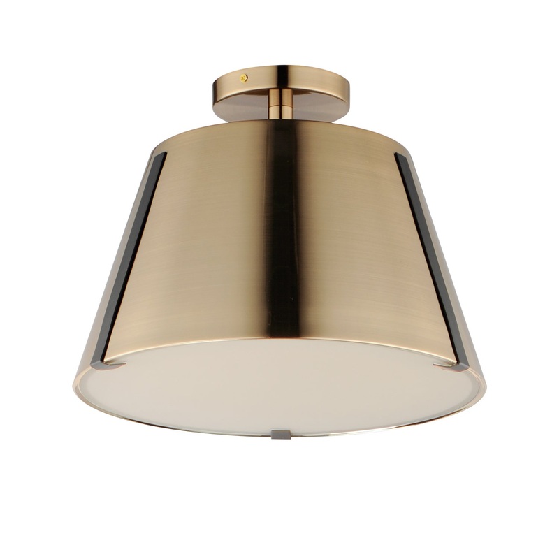 Maxim 25170DBZHR Carlo LED Semi Flush Mount, Dark Bronze, Leather, Heritage Brass