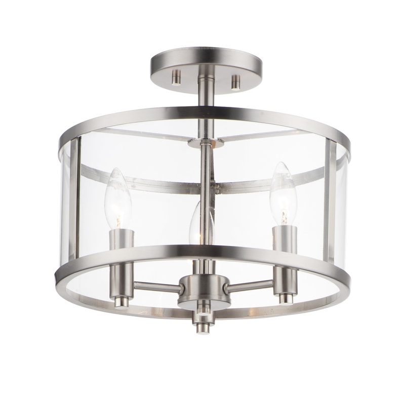 Maxim 25250CLSN Sentinel Three Light Semi Flush Mount, Satin Nickel