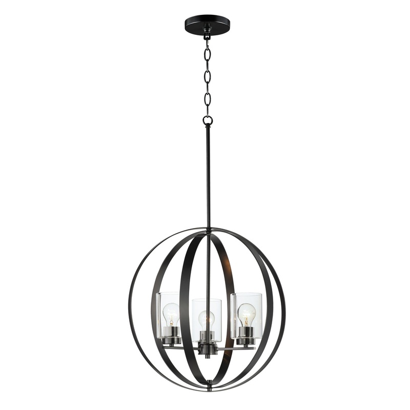 Maxim 25254CLBK Sentinel Three Light Pendant, Black
