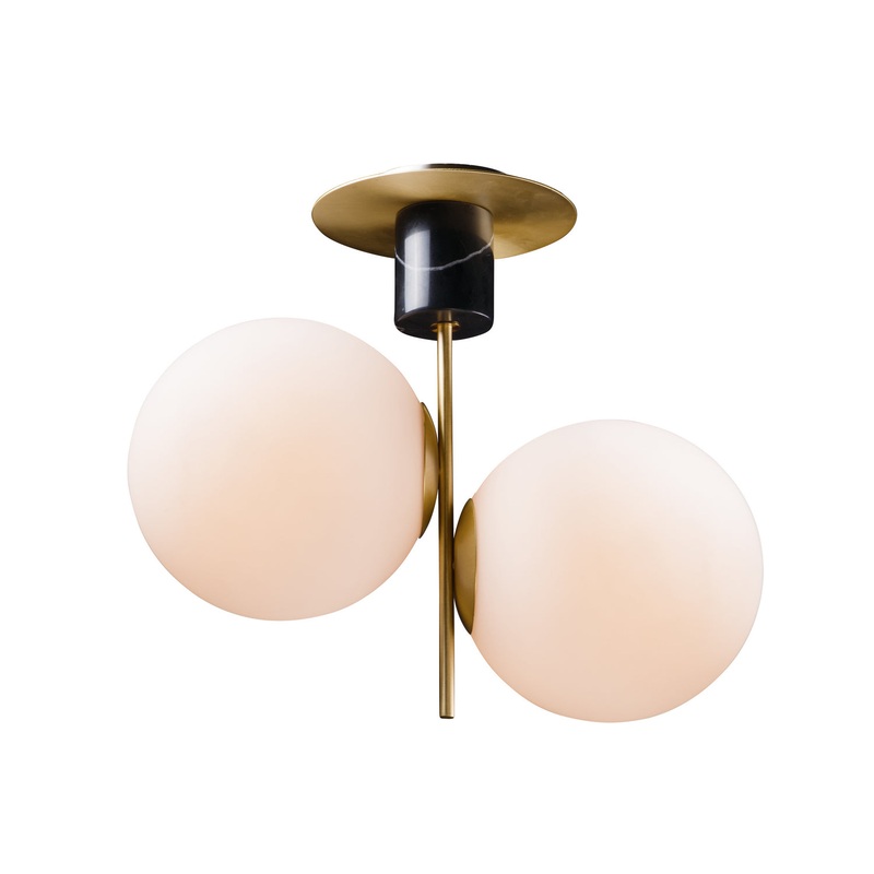 Maxim 26032SWSBRBK Vesper Two Light Semi-Flush Mount, Satin Brass / Black