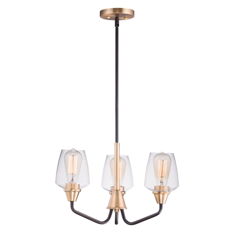 Maxim 26124CLBZAB Goblet Three Light Chandelier, Bronze / Antique Brass