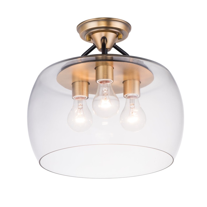 Maxim 26130CLBZAB Goblet Three Light Semi-Flush Mount, Bronze / Antique Brass