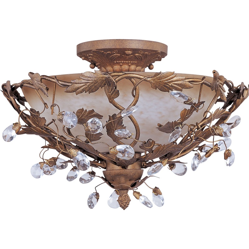 Maxim 2859EG Elegante Three Light Semi-Flush Mount, Etruscan Gold