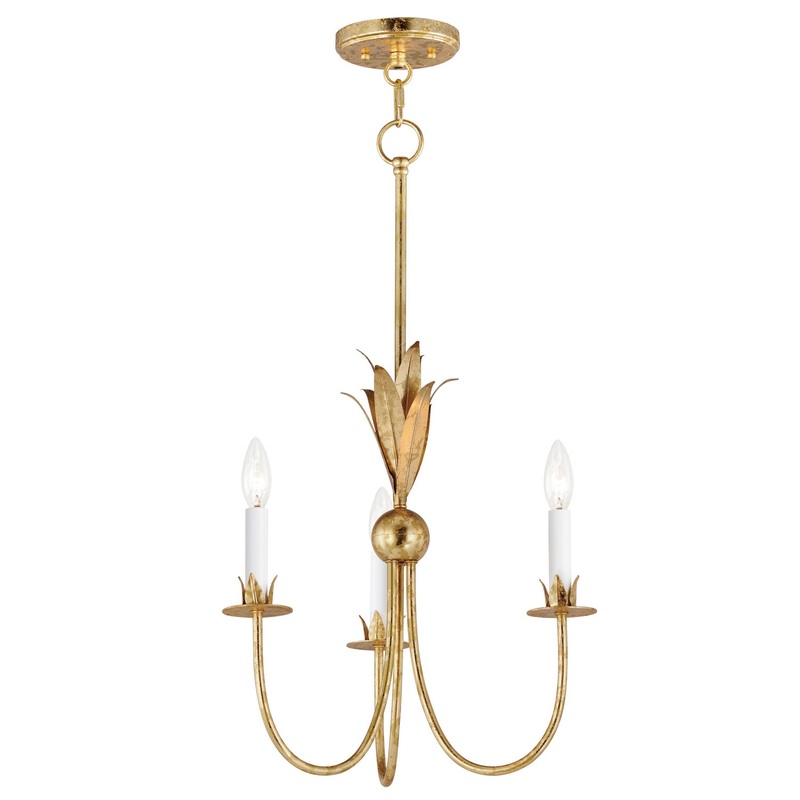 Maxim 2883GL Paloma Three Light Chandelier, Gold Leaf