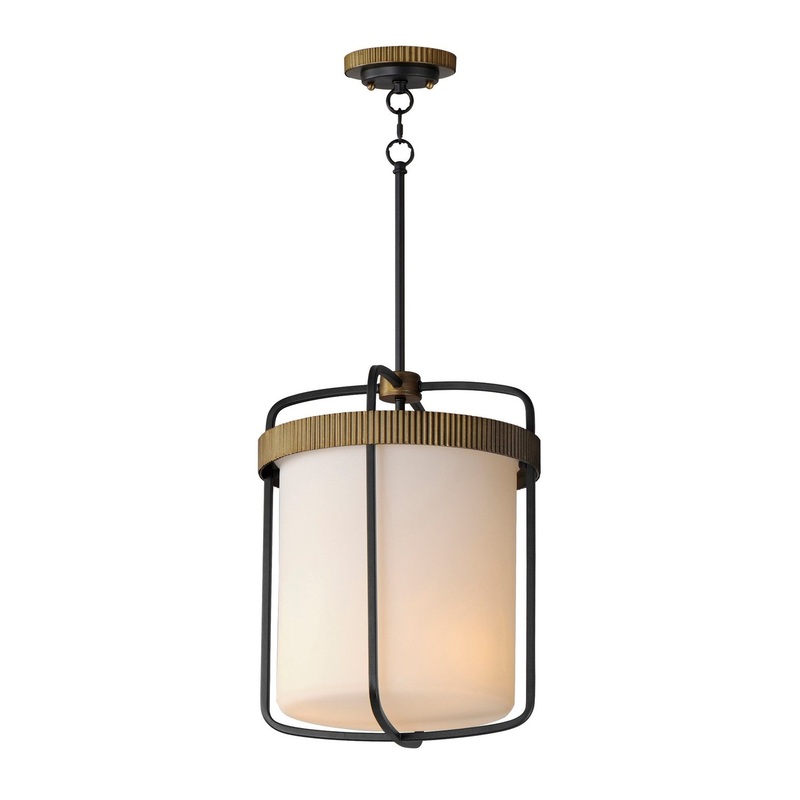 Maxim 32653SWBKAB Ruffles Three Light Pendant, Black / Antique Brass