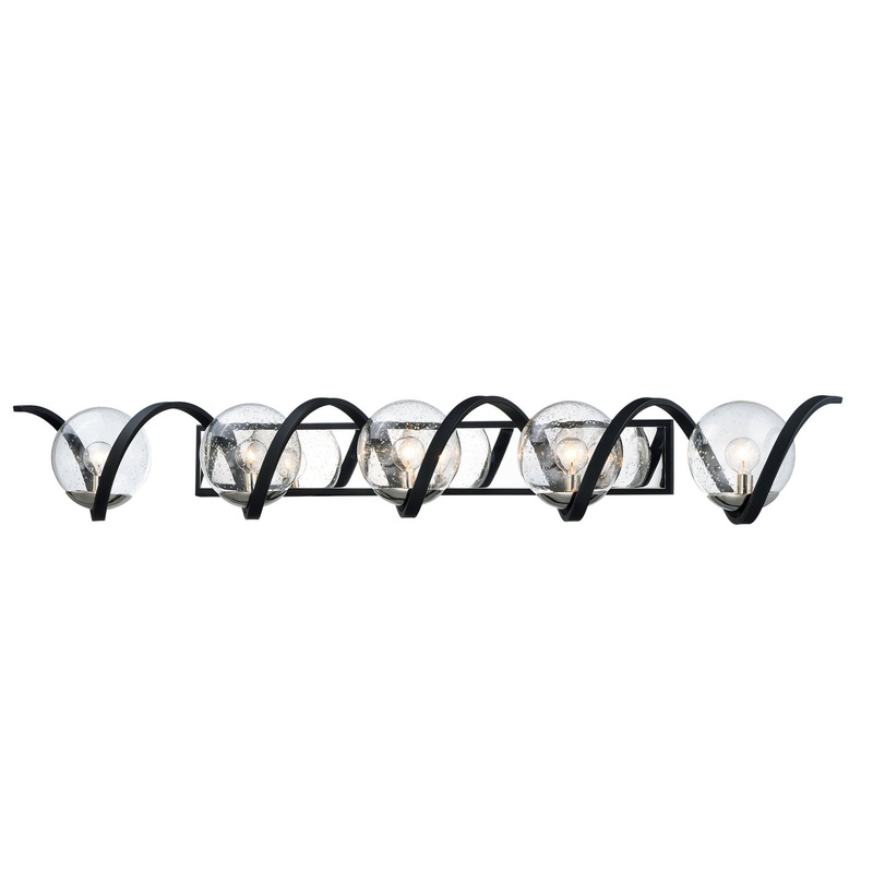 Maxim 35107CDBKPN Curlicue Five Light Bath Vanity, Black / Polished Nickel
