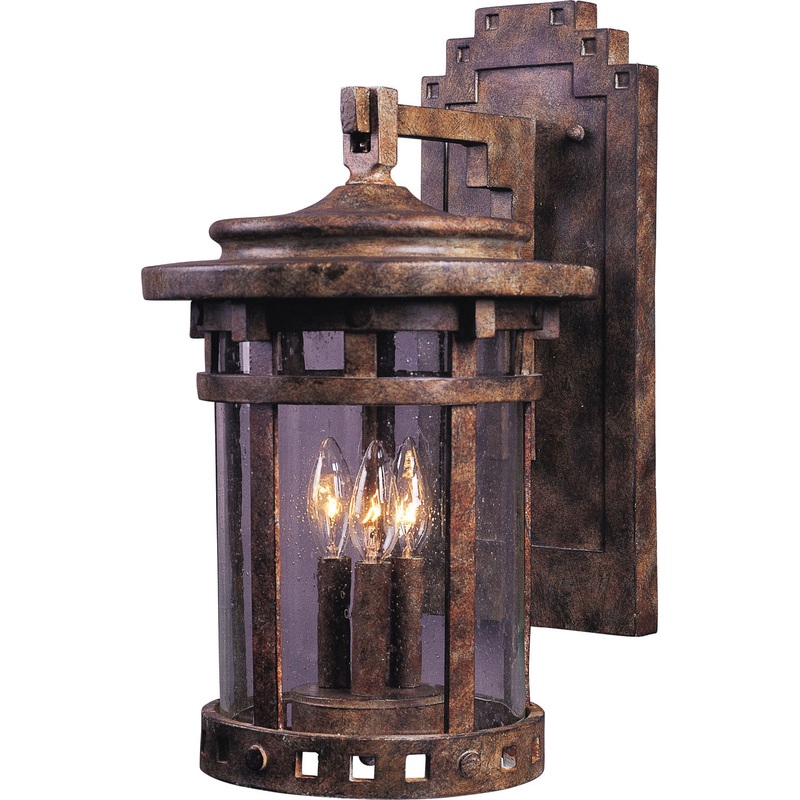 Maxim 40034CDSE Santa Barbara VX Three Light Outdoor Wall Lantern, Sienna